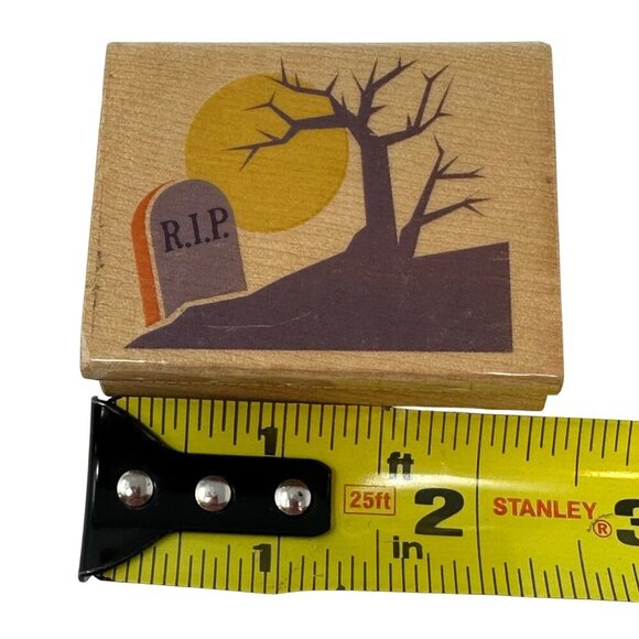Halloween Tombstone Tree Rubber Stamp Spooky Graveyard Card Making Scrapbooking - Picture 4 of 6